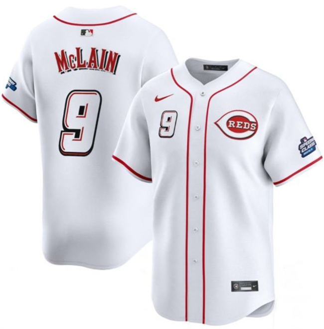 Men's Cincinnati Reds #9 Matt McLain White 2025 Speedway Classic Home Limited Stitched Baseball Jersey